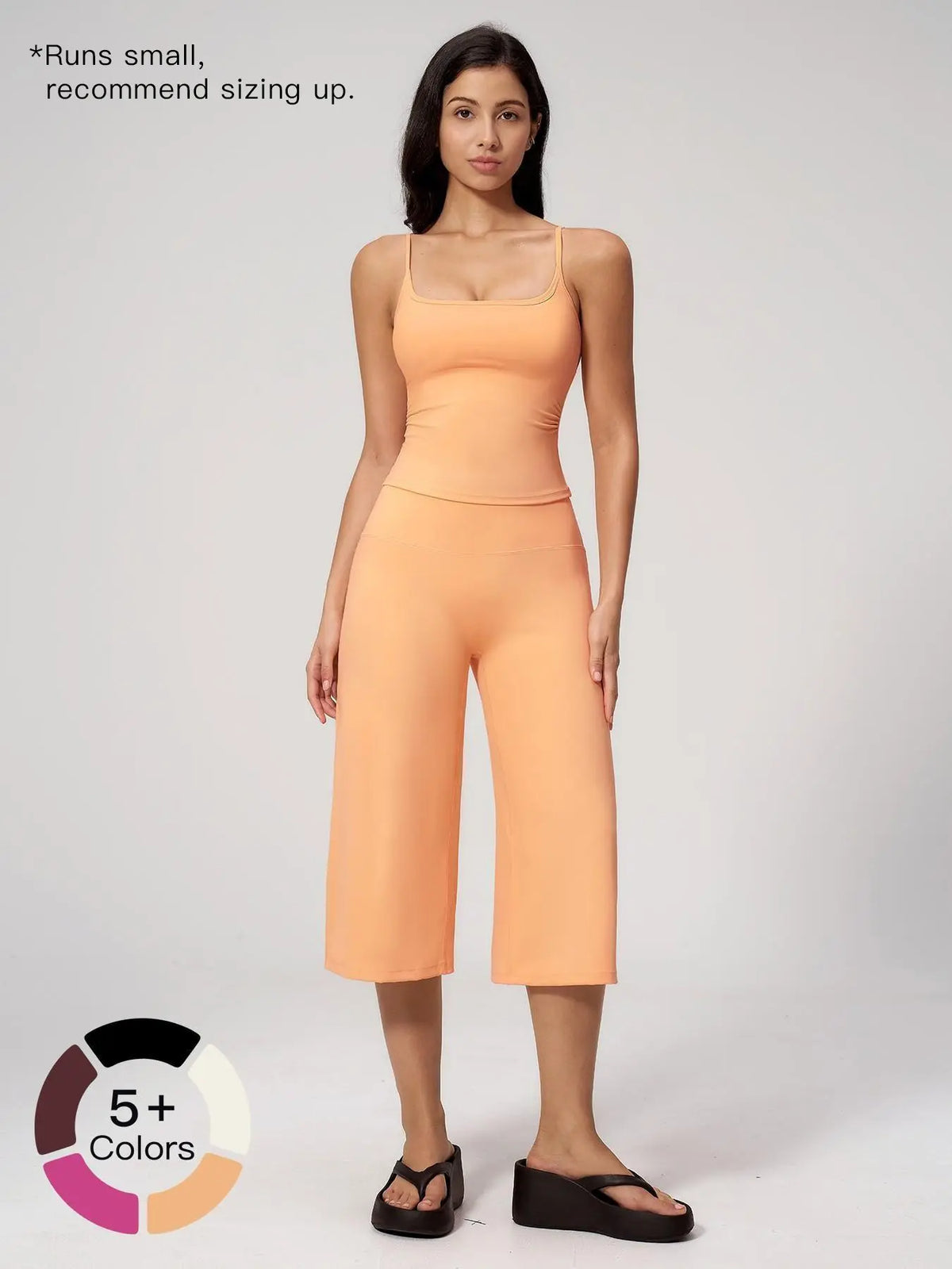 New Yoga Tank Top High Waist Quick-Dry Casual Culottes Capris Pants Running Outdoor Yoga Set for Women, Capris ,Comfortable and Stylish Activewear