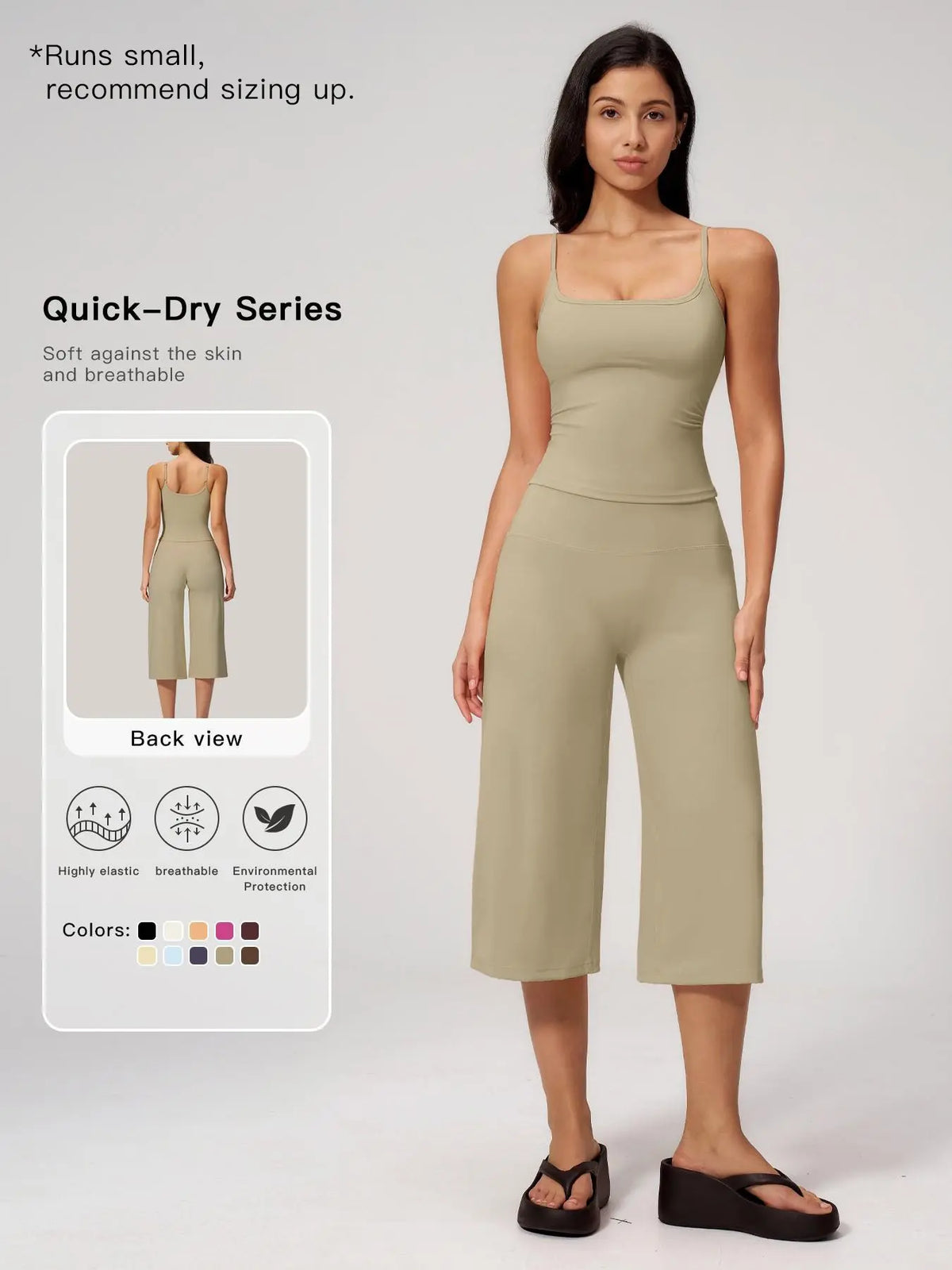 New Yoga Tank Top High Waist Quick-Dry Casual Culottes Capris Pants Running Outdoor Yoga Set for Women, Capris ,Comfortable and Stylish Activewear