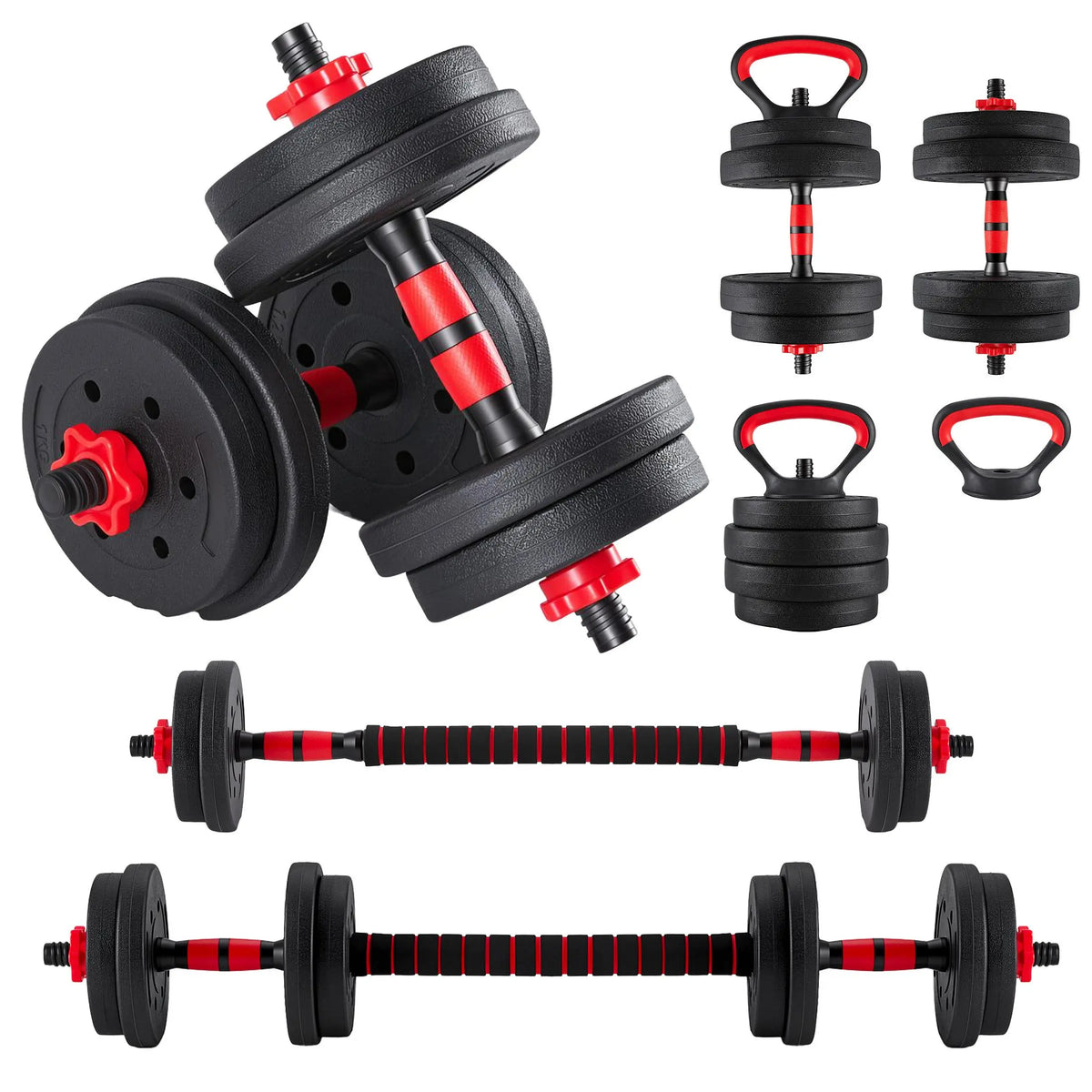 5-In-1 Adjustable Dumbbell Set 20/40/60 Lbs – Multi-Functional Home Gym Equipment for Muscle Building, Squats & Strength Training