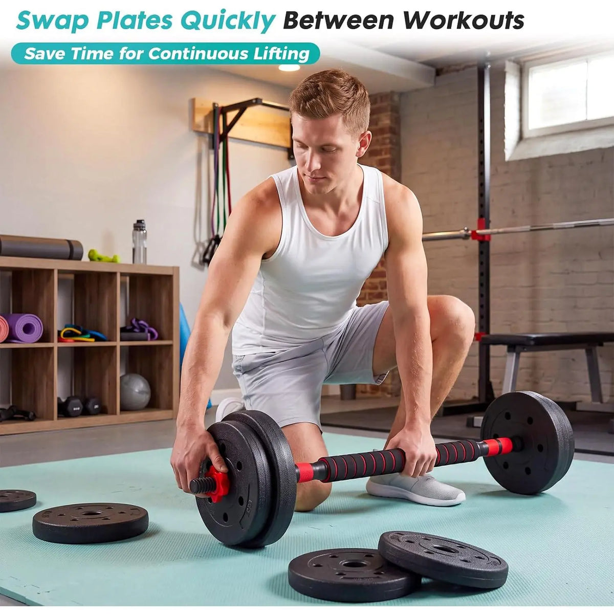 5-In-1 Adjustable Dumbbell Set 20/40/60 Lbs – Multi-Functional Home Gym Equipment for Muscle Building, Squats & Strength Training