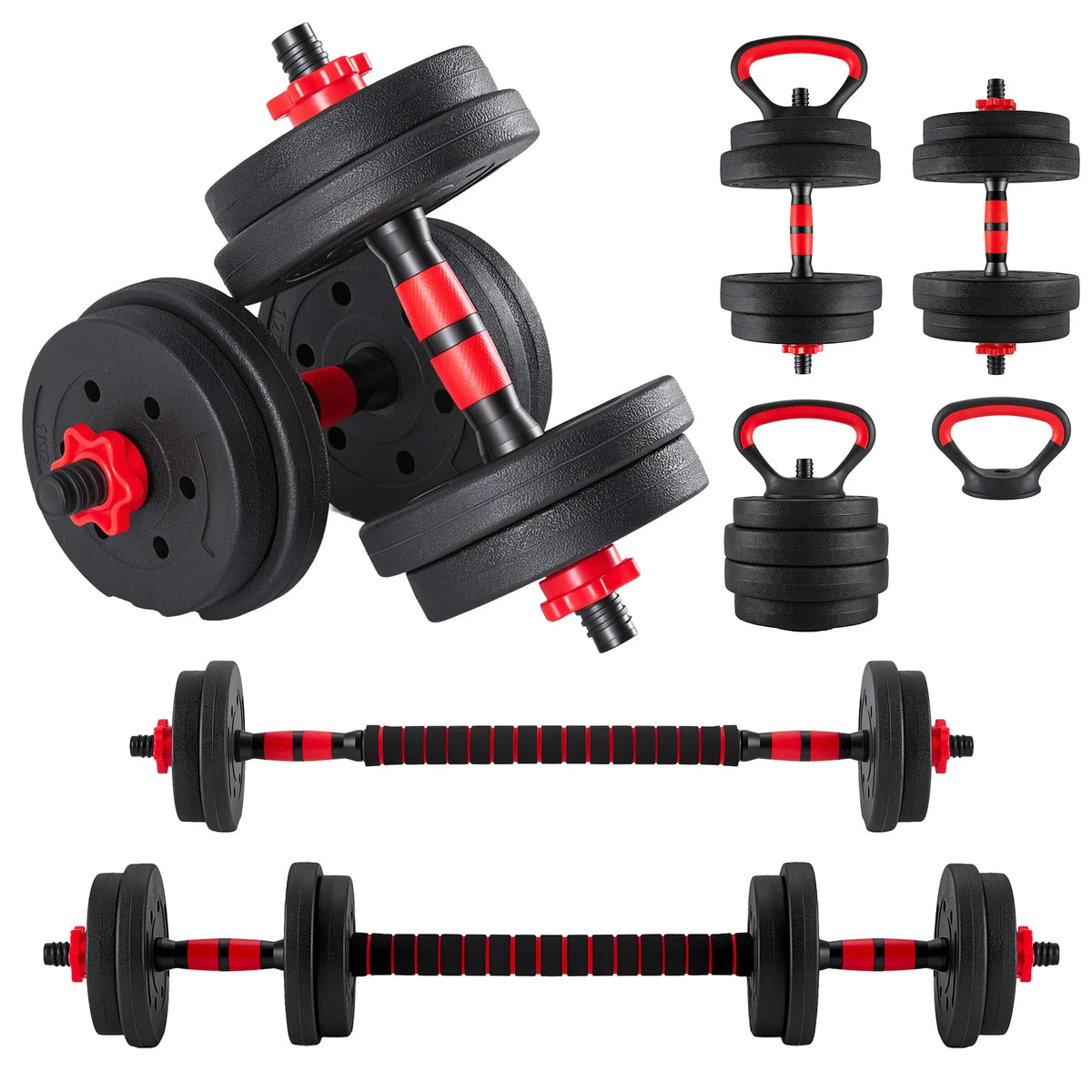 5-In-1 Adjustable Dumbbell Set 20/40/60 Lbs – Multi-Functional Home Gym Equipment for Muscle Building, Squats & Strength Training