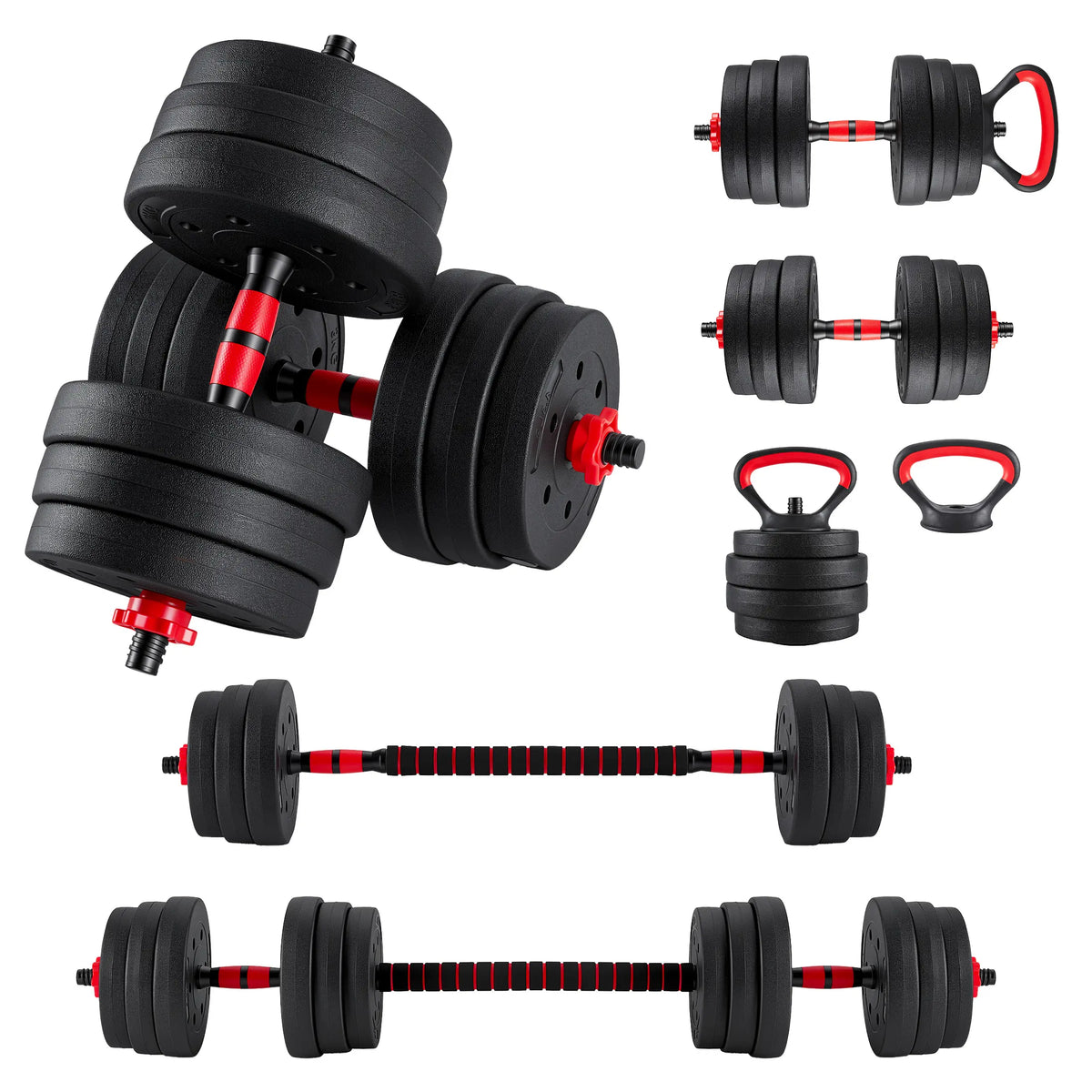 5-In-1 Adjustable Dumbbell Set 20/40/60 Lbs – Multi-Functional Home Gym Equipment for Muscle Building, Squats & Strength Training